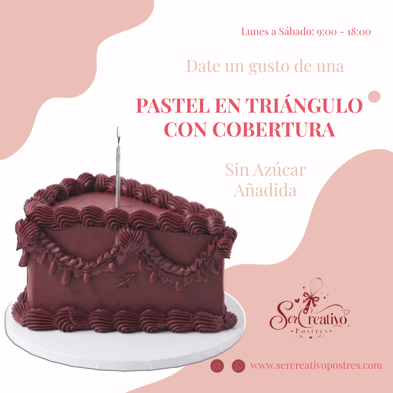 Pastel Triangular Rojo Cereza